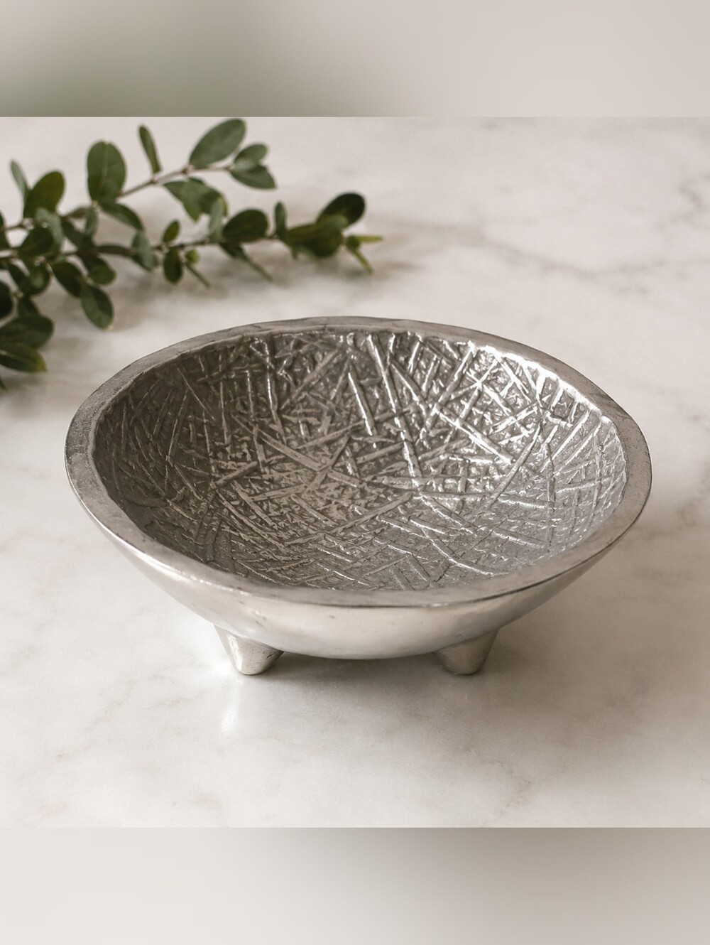 Vintage Old Town Imports Mexican Pewter Footed Bowl Signed Carmen Lopez